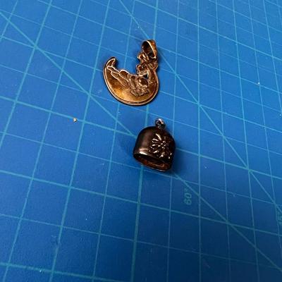 2 Silver Charms - Moon and Bell