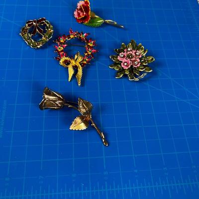 Floral Pins, Vintage, Circa 1960's 