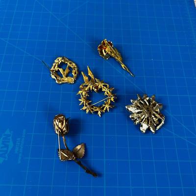 Floral Pins, Vintage, Circa 1960's 