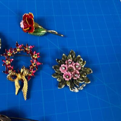 Floral Pins, Vintage, Circa 1960's 