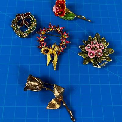 Floral Pins, Vintage, Circa 1960's 