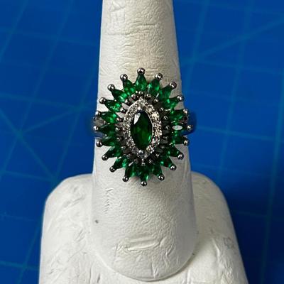 Costume Ring, May be Emeralds Maybe Not , Art Deco Style 