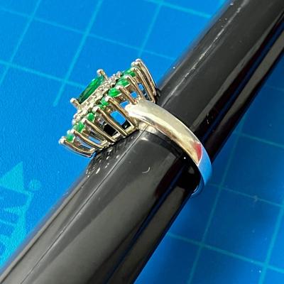 Costume Ring, May be Emeralds Maybe Not , Art Deco Style 