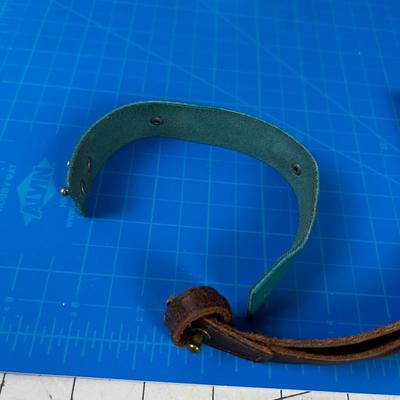2 Leather Bracelets; Blue & Brown 