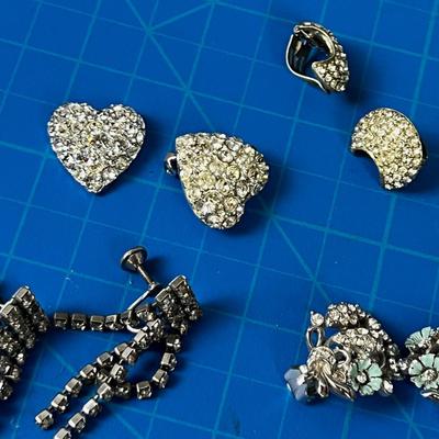Faux Rhinestone Earrings and Pins