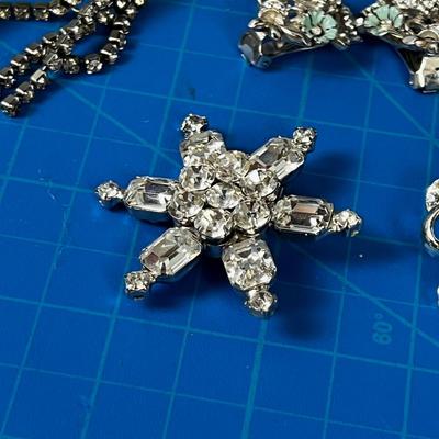 Faux Rhinestone Earrings and Pins