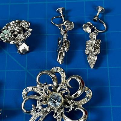 Faux Rhinestone Earrings and Pins