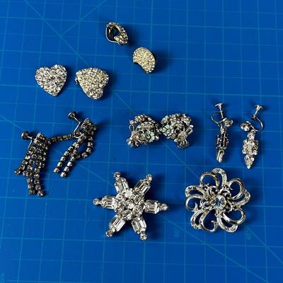 Faux Rhinestone Earrings and Pins