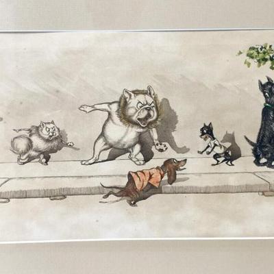 BORIS O'KLEIN ART PRINT LA QUEUE DIRTY DOGS SERIES signed