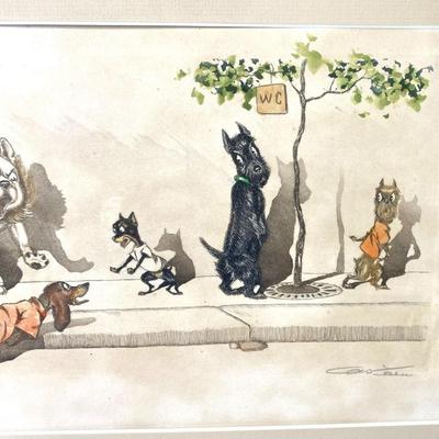 BORIS O'KLEIN ART PRINT LA QUEUE DIRTY DOGS SERIES signed