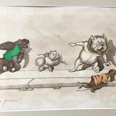 BORIS O'KLEIN ART PRINT LA QUEUE DIRTY DOGS SERIES signed
