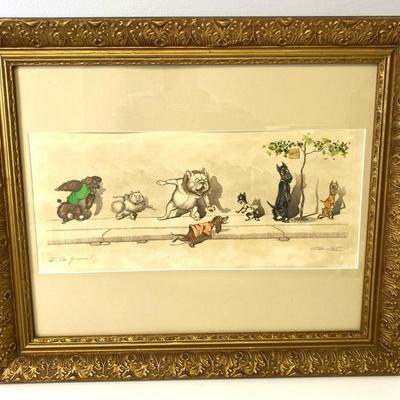 BORIS O'KLEIN ART PRINT LA QUEUE DIRTY DOGS SERIES signed