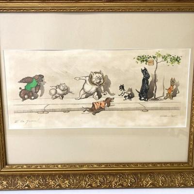 BORIS O'KLEIN ART PRINT LA QUEUE DIRTY DOGS SERIES signed