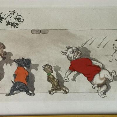 BORIS O'KLEIN MORT AUX CHATS ART PRINT DIRTY DOGS SERIES signed