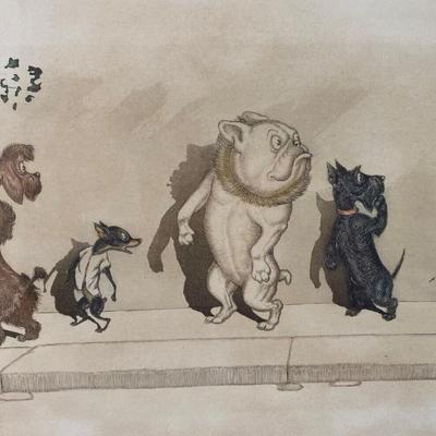 BORIS O'KLEIN FRENCH CARTOONIST PRINT DIRTY DOGS OF PARIS SIGNED LTD ED