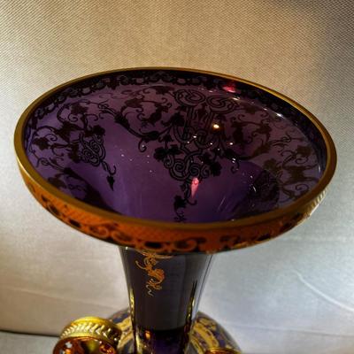 Venetian Gilded Ormolu Purple JardiniÃ¨re Glass Vase LARGE!