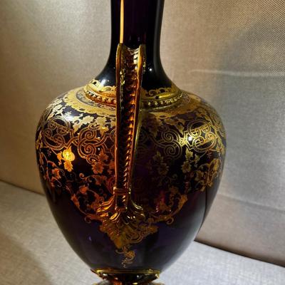 Venetian Gilded Ormolu Purple JardiniÃ¨re Glass Vase LARGE!