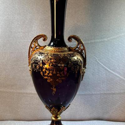 Venetian Gilded Ormolu Purple JardiniÃ¨re Glass Vase LARGE!