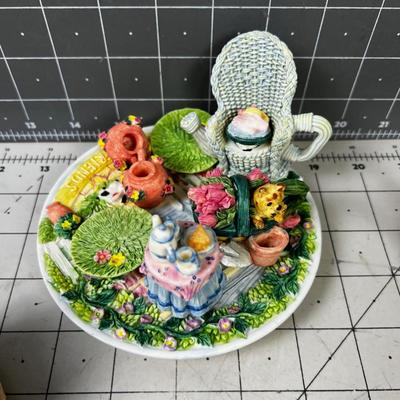 (3) Frogs, American Eagles and Circus Resin Collectible Tiny Tea Parties on Plate 