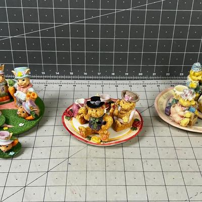 (3) Heavenly: Angles, Jesus, Joseph & Mary Resin Collectible Tiny Tea Parties on Plate 