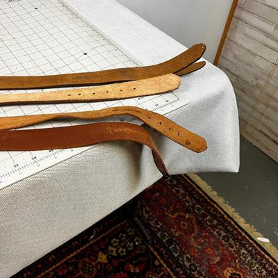 Pile of Leather Belts; Hand Tooled etc. 