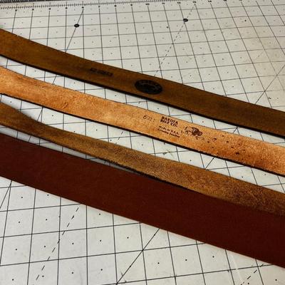 Pile of Leather Belts; Hand Tooled etc. 