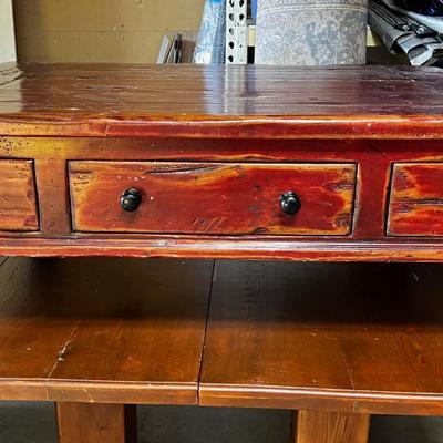 Heavy Worm Wood Old World Design Coffee Table 