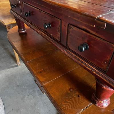 Heavy Worm Wood Old World Design Coffee Table 