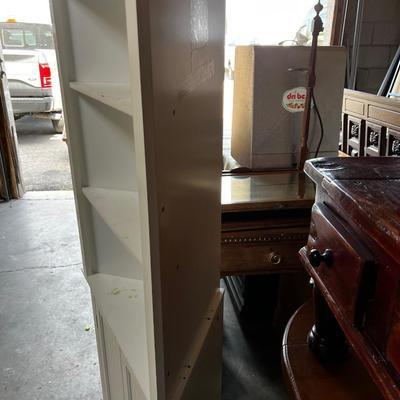 White Melamine Corner Shelf with Door & Shelves (2) Pieces Stacked