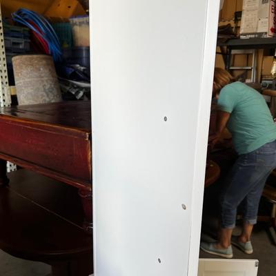 White Melamine Corner Shelf with Door & Shelves (2) Pieces Stacked