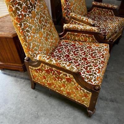 (2) Orange and Green Funky Mediterranean Chairs COOL DESIGN! 