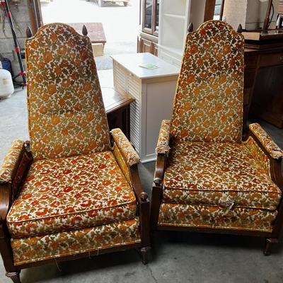 (2) Orange and Green Funky Mediterranean Chairs COOL DESIGN! 