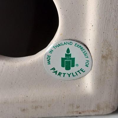 Partylite tea candle tiered candle sconces, Butterfly etched vase and small bag of decorative rock