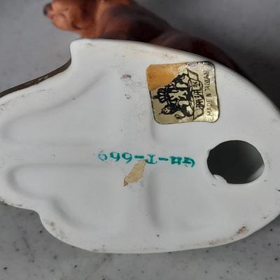 Two vintage hound dog with butterfly figures marked on base