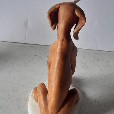 Two vintage hound dog with butterfly figures marked on base