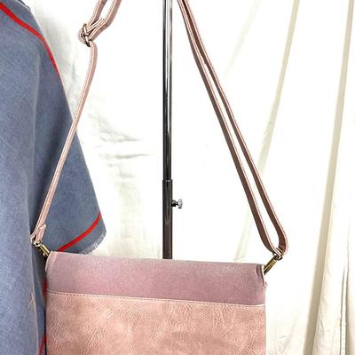 241 Pink and Grey Floral Shawl with Shell Link Necklace and Earrings, Pink Handbag
