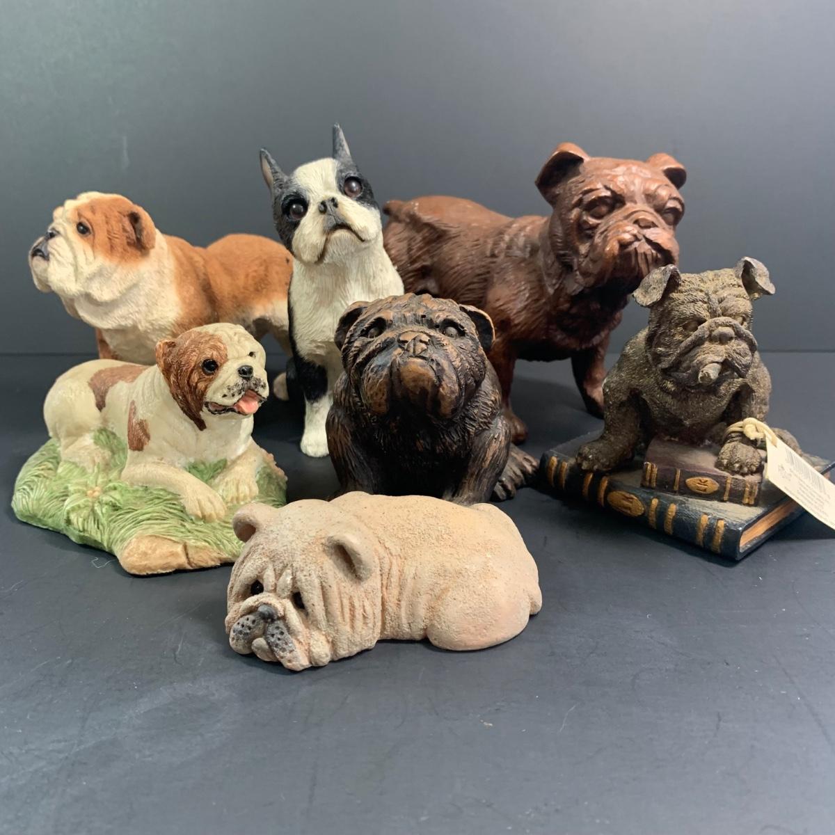 LOT 63R Vintage Bull Dogs & More CharmstoneCold Cast Marble