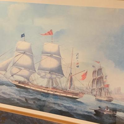 Nautical Sailing Ship Framed / Matted Print