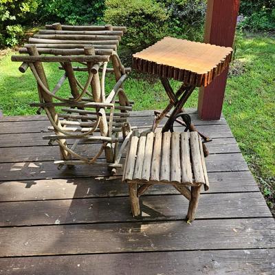 Three Rustic Tables w/ Local Rhododendron (FP-JS)