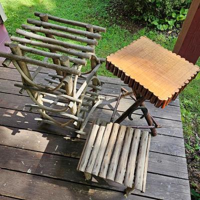 Three Rustic Tables w/ Local Rhododendron (FP-JS)