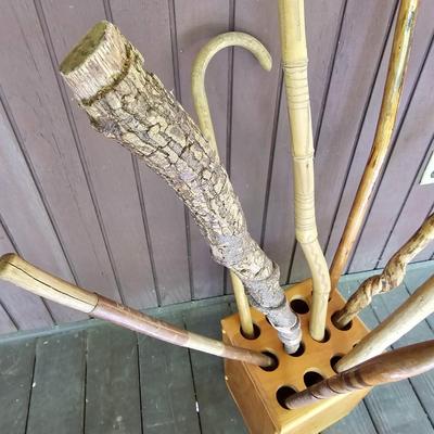 Collection of Wooden Canes w/Stand  (FP-JS)