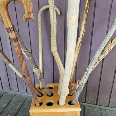Collection of Wooden Canes w/Stand  (FP-JS)