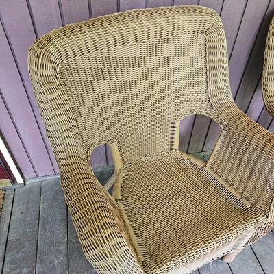 Pair of Hampton Bay Faux Wicker Armchairs  (FP-JS)