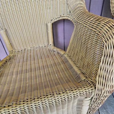 Pair of Hampton Bay Faux Wicker Armchairs  (FP-JS)