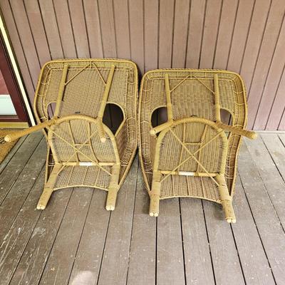 Pair of Hampton Bay Faux Wicker Armchairs  (FP-JS)