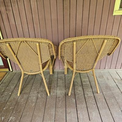 Pair of Hampton Bay Faux Wicker Armchairs  (FP-JS)