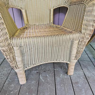 Pair of Hampton Bay Faux Wicker Armchairs  (FP-JS)