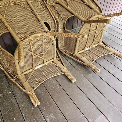 Pair of Hampton Bay Faux Wicker Armchairs  (FP-JS)