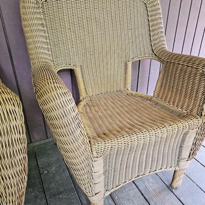 Pair of Hampton Bay Faux Wicker Armchairs  (FP-JS)