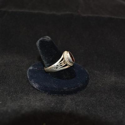 925 Sterling Filigree Ring w/ Amethyst Sz. 10.5 5.3g